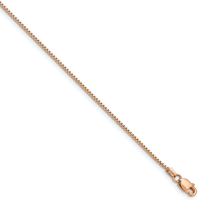 Million Charms 14k Rose Gold .95mm Box Chain, Chain Length: 8 inches