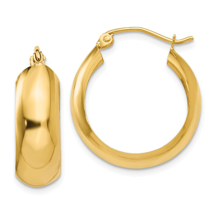 Million Charms 14k Yellow Gold Hoop Earrings, 14mm x 7mm