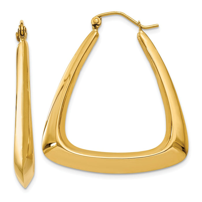 Million Charms 14k Yellow Gold Fancy Hoop Earrings, 19mm x 4mm