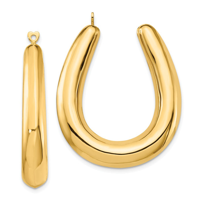 Million Charms 14k Yellow Gold Polished Hollow Hoop Earring Jackets, 37mm x 7mm