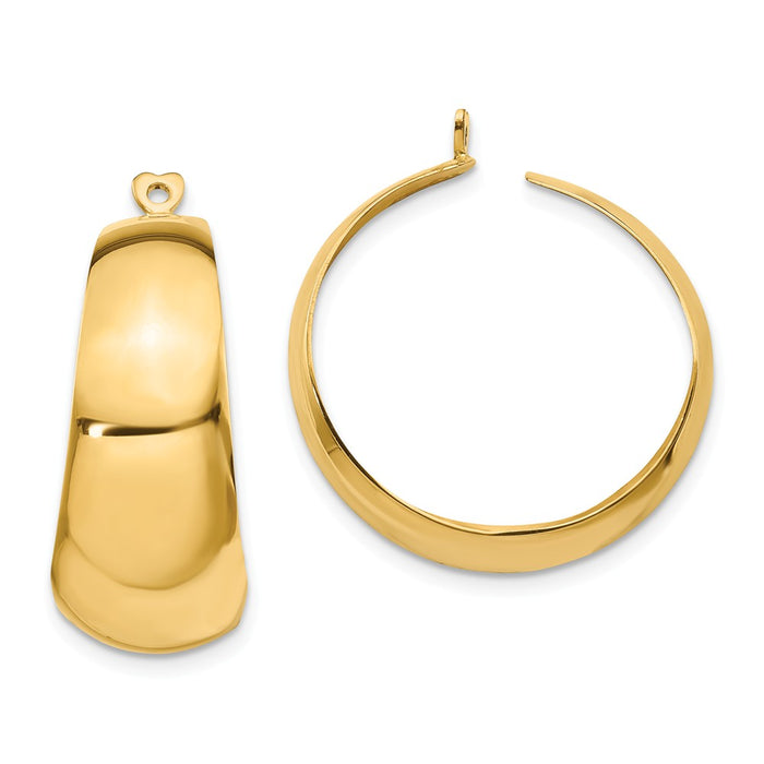 Million Charms 14k Yellow Gold Polished Hoop Earring Jackets, 28mm x 11mm