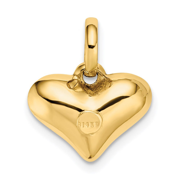 Million Charms 14K Yellow Gold Themed Polished 3-D Heart Pendant