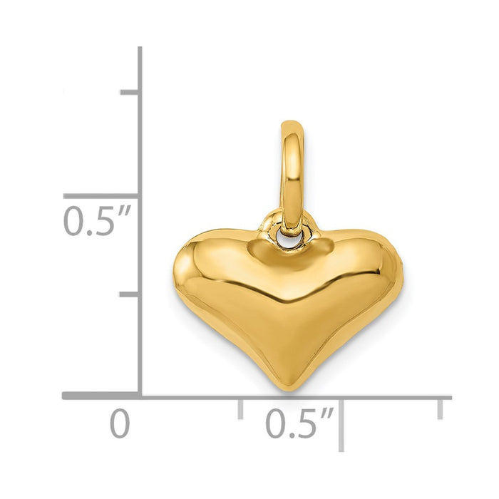 Million Charms 14K Yellow Gold Themed Polished 3-D Heart Pendant