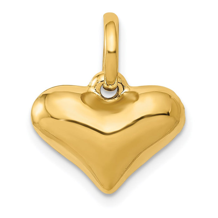 Million Charms 14K Yellow Gold Themed Polished 3-D Heart Pendant