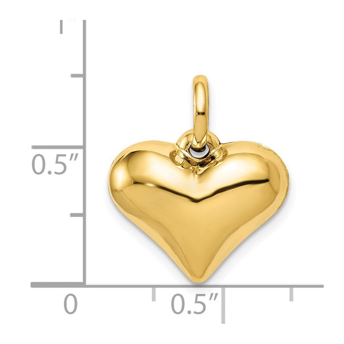 Million Charms 14K Yellow Gold Themed Polished 3-D Heart Pendant