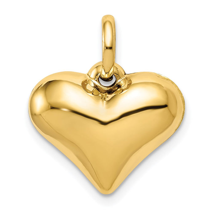 Million Charms 14K Yellow Gold Themed Polished 3-D Heart Pendant