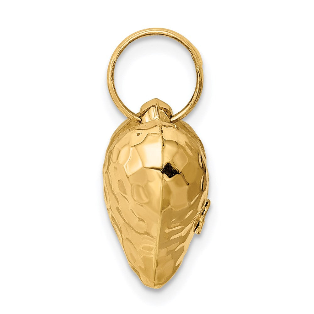 Million Charms 14K Yellow Gold Themed Polished & Hammered 3-D Heart Pendant