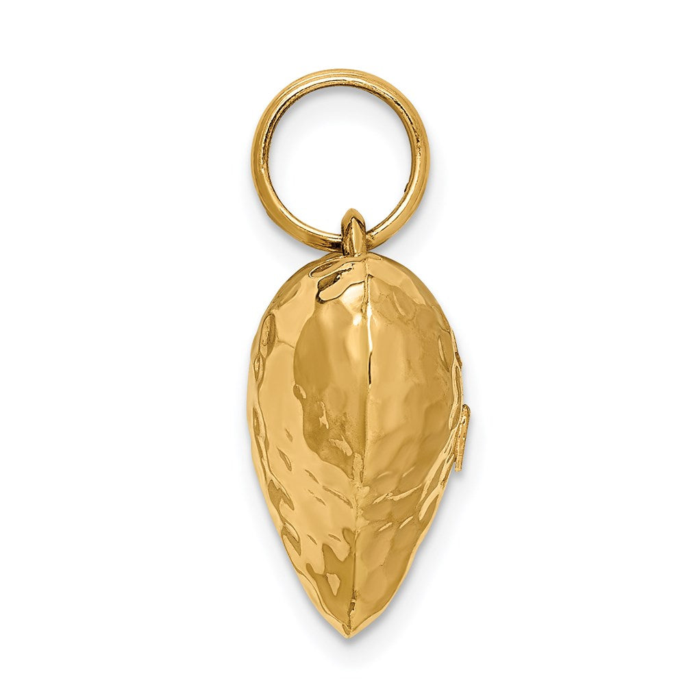 Million Charms 14K Yellow Gold Themed Polished & Hammered 3-D Heart Pendant