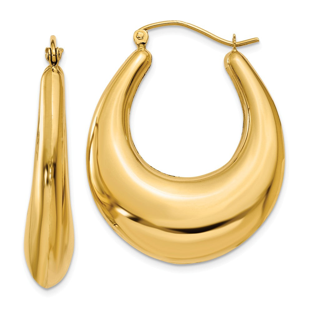 Million Charms 14k Yellow Gold Polished Hoop Earrings, 16mm x 6mm
