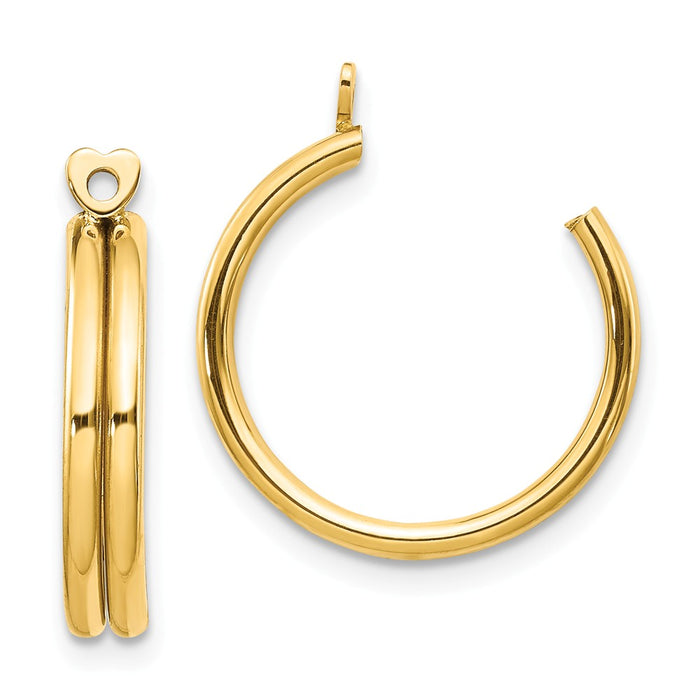 Million Charms 14k Yellow Gold Polished Double Hoop Earring Jackets, 22mm x 5mm