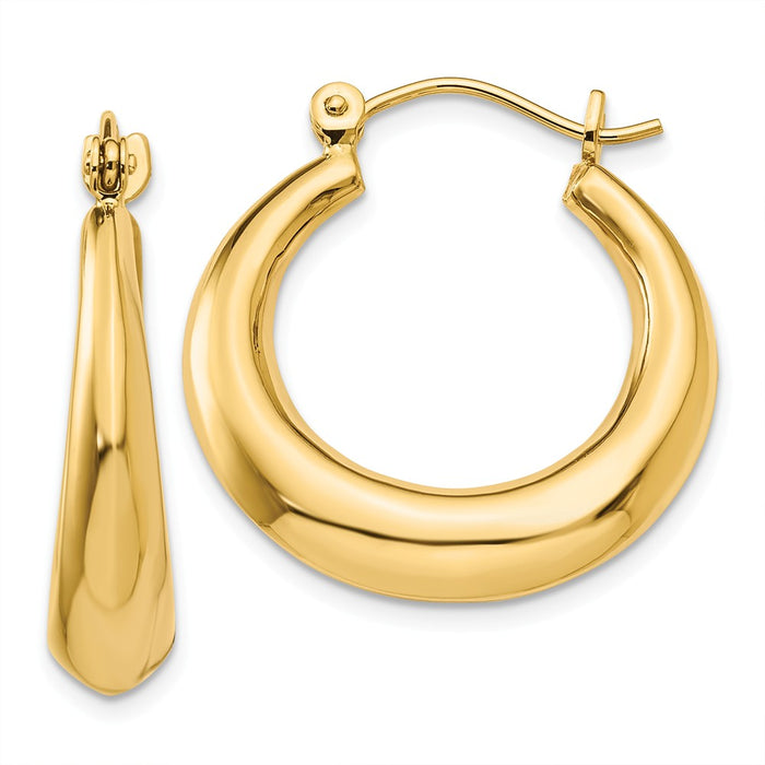 Million Charms 14k Yellow Gold Polished Hoop Earrings, 16mm x 5mm