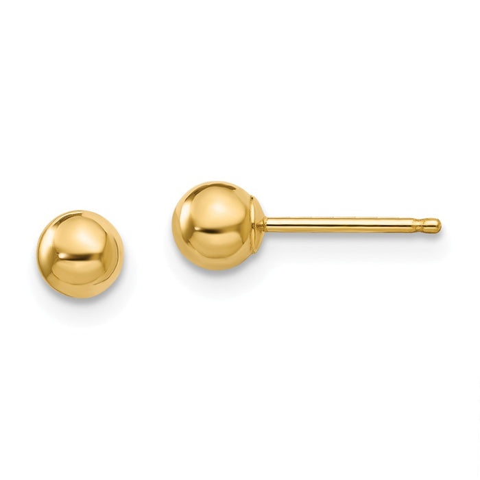 14k Yellow Gold Madi K Polished 4mm Ball Post Earrings, 4mm x 4mm