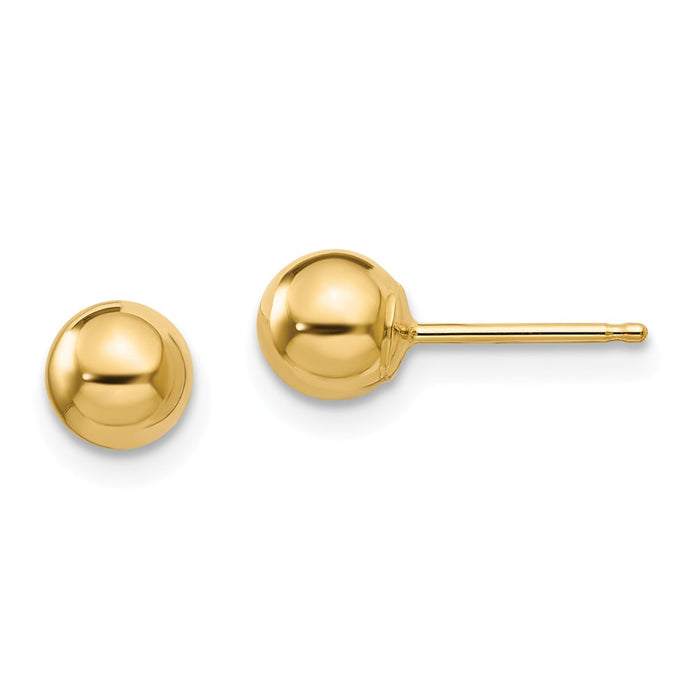 14k Yellow Gold Madi K Polished 5mm Ball Post Earrings, 5mm x 5mm