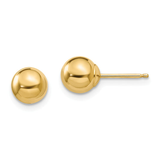 14k Yellow Gold Madi K Polished 6mm Ball Post Earrings, 6mm x 6mm
