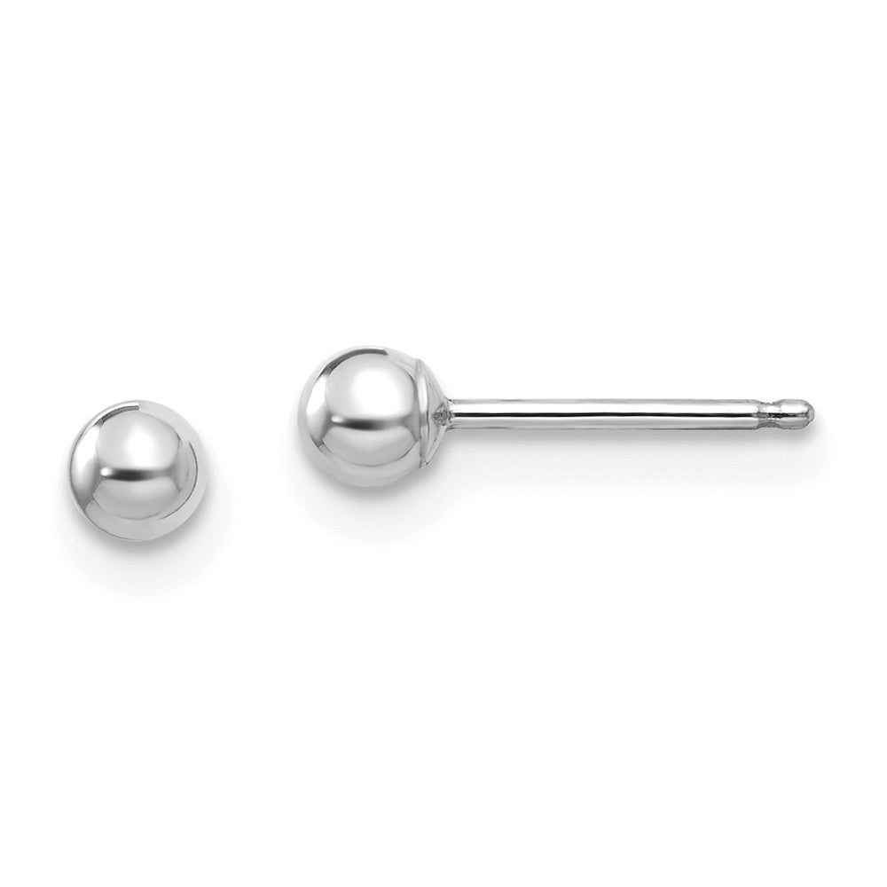 14k White Gold Madi K Polished 3mm Ball Post Earrings, 3mm x 3mm