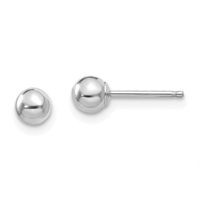 14k White Gold Madi K Polished 4mm Ball Post Earrings, 4mm x 4mm