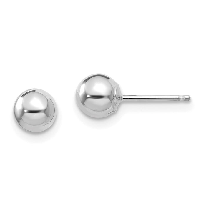 14k White Gold Madi K Polished 5mm Ball Post Earrings, 5mm x 5mm