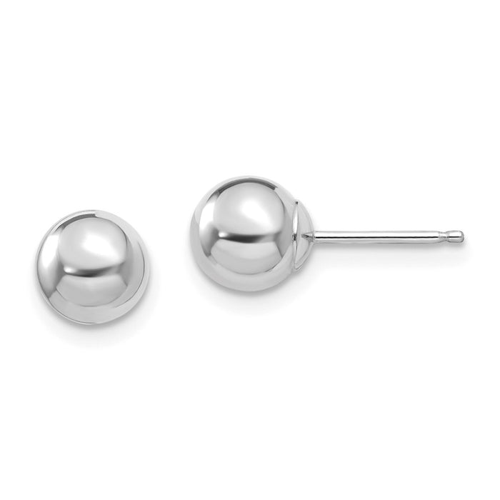 14k White Gold Madi K Polished 6mm Ball Post Earrings, 6mm x 6mm