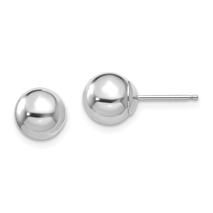 14k Madi K White Gold Polished 7mm Ball Post Earrings, 7mm x 7mm