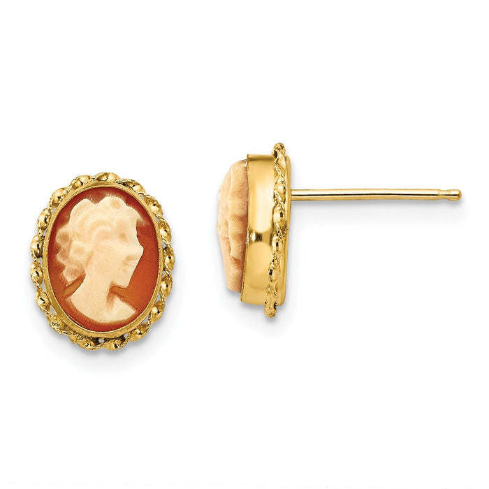 14k Yellow Gold Madi K Cameo Post Earrings, 9mm x 8mm