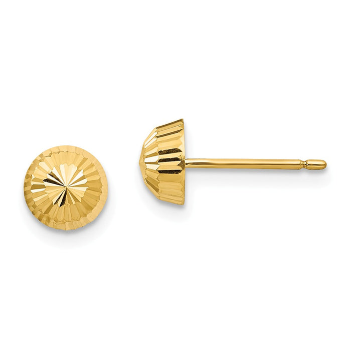 14k Yellow Gold Madi K Polished & Diamond-Cut Swirl 5mm Button Post Earrings, 5mm x 5mm