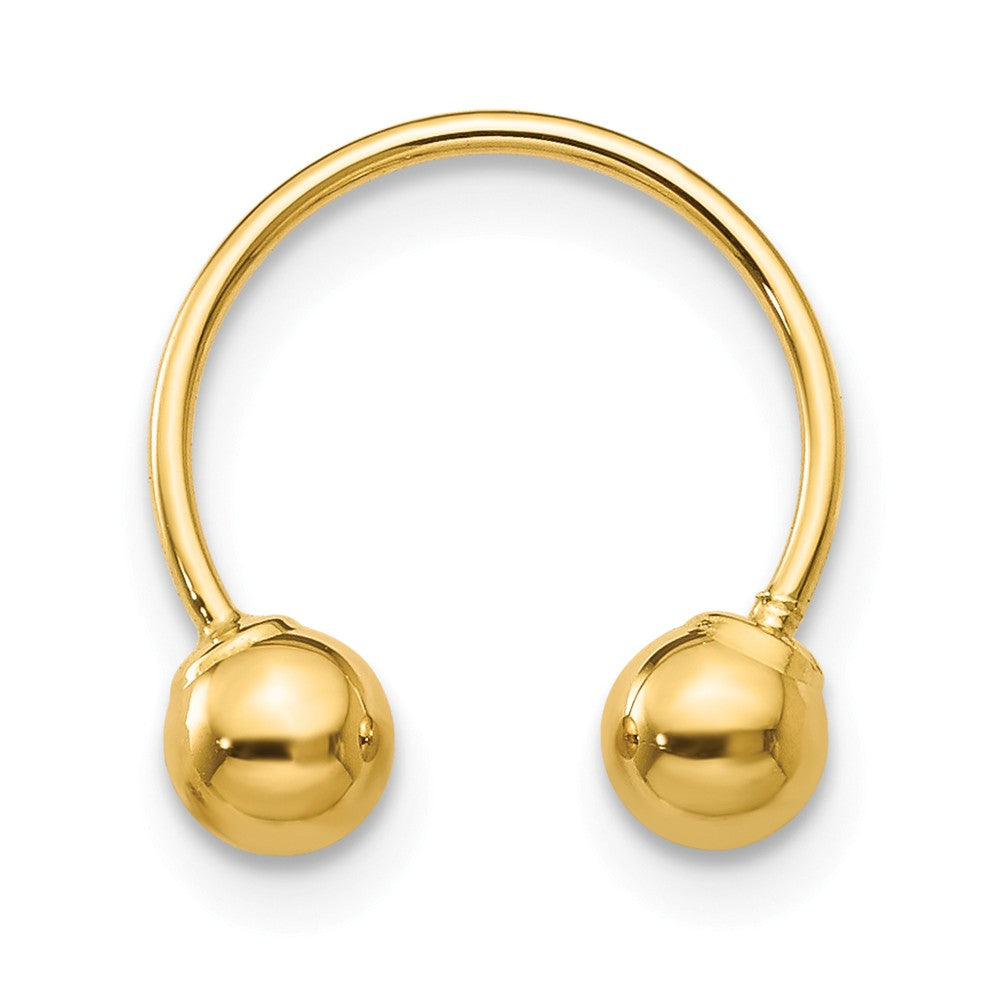 14k Yellow Gold Madi K Single Beaded Half Hoop Screwback Earring, 12mm x 4mm