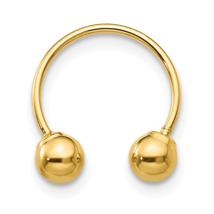 14k Yellow Gold Madi K Single Beaded Half Hoop Screwback Earring, 12mm x 4mm