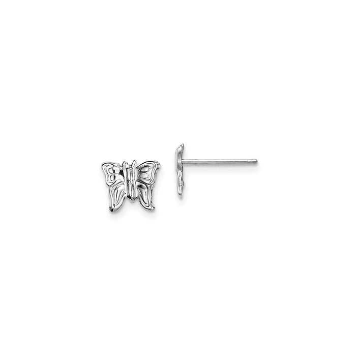 14k White Gold Madi K Butterfly Earrings, 6mm x 7mm