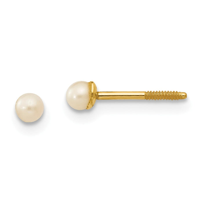 14k Yellow Gold Madi K 2-3mm Button Freshwater Cultured Pearl Screwback Post Earrings, 4 to 6mm x 4 to 6mm