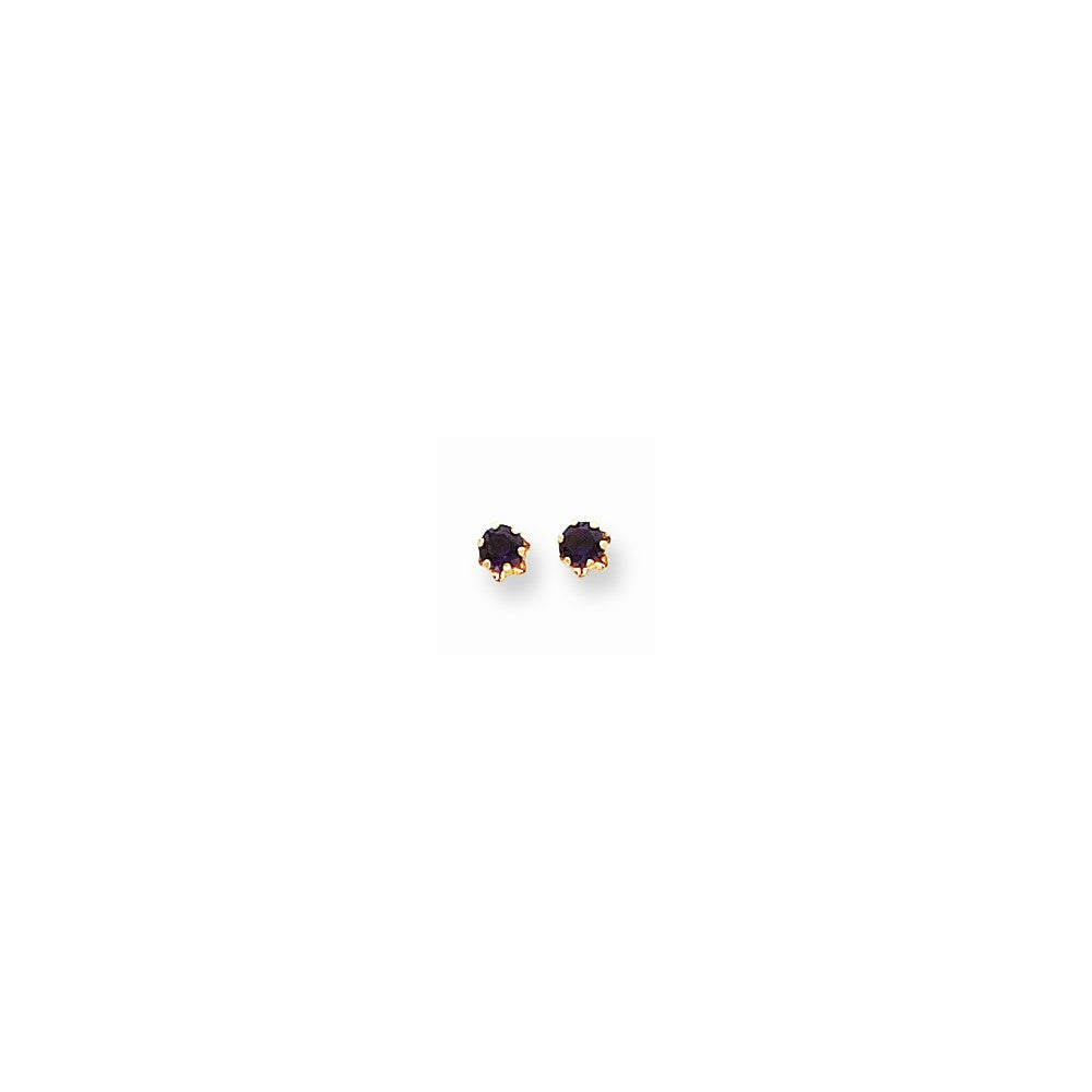 14k Yellow Gold Madi K 4mm Synthetic (Feb) Screwback Earrings, 4mm x 4mm