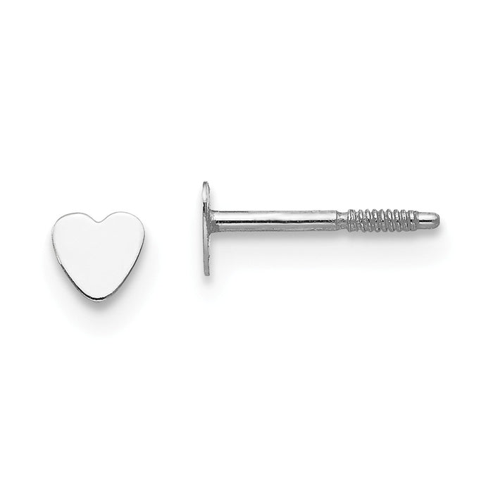 14k White Gold Madi K Tiny Heart Baby Post Earrings, 4mm x 4mm