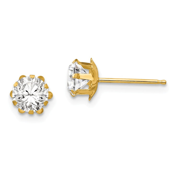 14k Yellow Gold Madi K 5mm Synthetic (Apr) Earrings, 5mm x 5mm