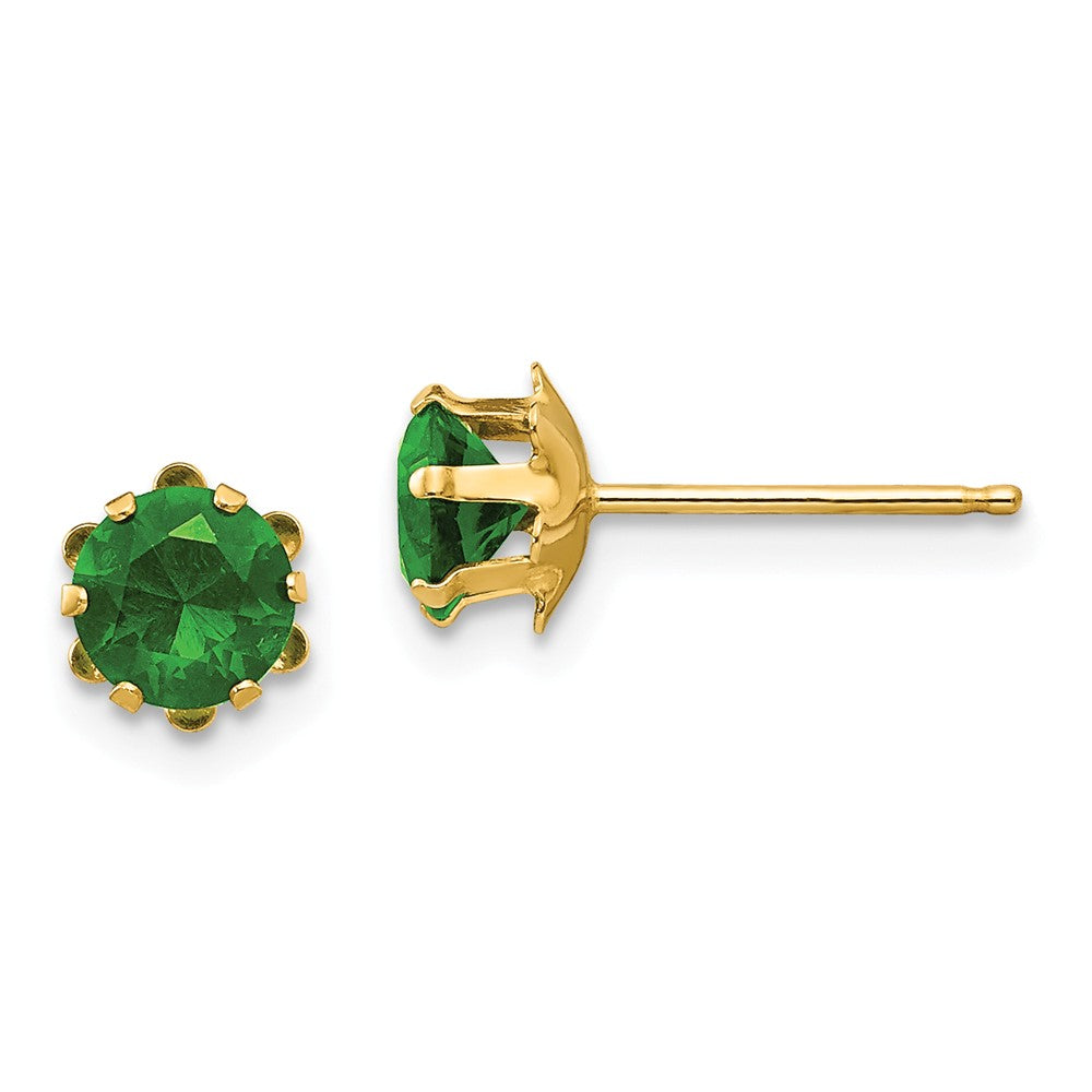 14k Yellow Gold Madi K 5mm Synthetic (May) Earrings, 5mm x 5mm