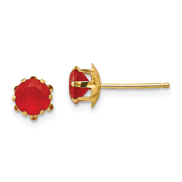 14k Yellow Gold Madi K 5mm Synthetic Ruby (Jul) Earrings, 5mm x 5mm