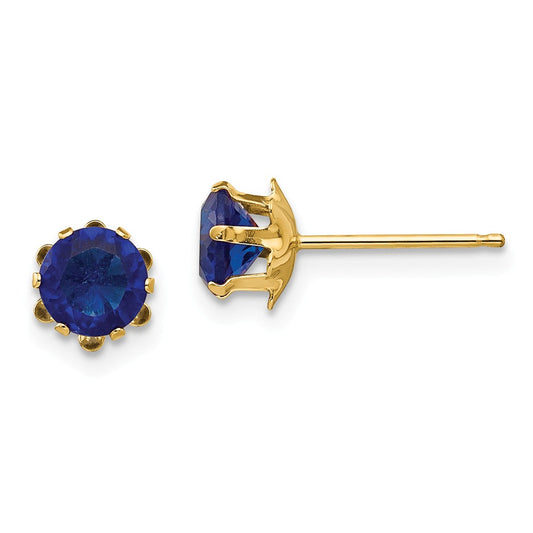 14k Yellow Gold Madi K 5mm Synthetic (Sep) Earrings, 5mm x 5mm