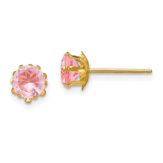 14k Yellow Gold Madi K 5mm Synthetic (Oct) Earrings, 5mm x 5mm