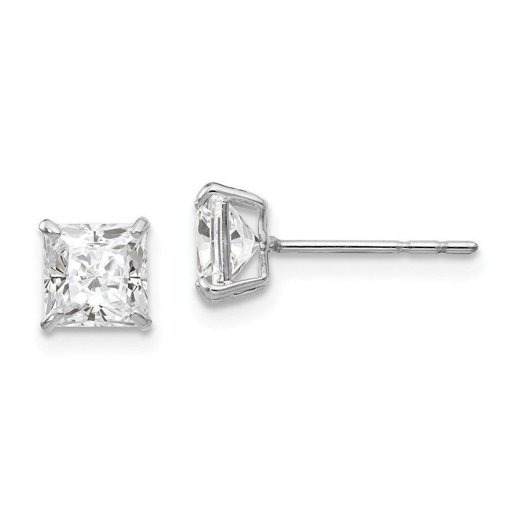 14k White Gold Madi K 5mm Square Cubic Zirconia ( CZ ) Post Earrings, 5mm x 5mm