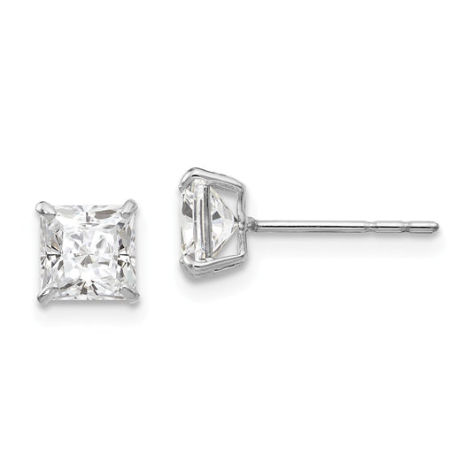 14k White Gold Madi K 5mm Square Cubic Zirconia ( CZ ) Post Earrings, 5mm x 5mm