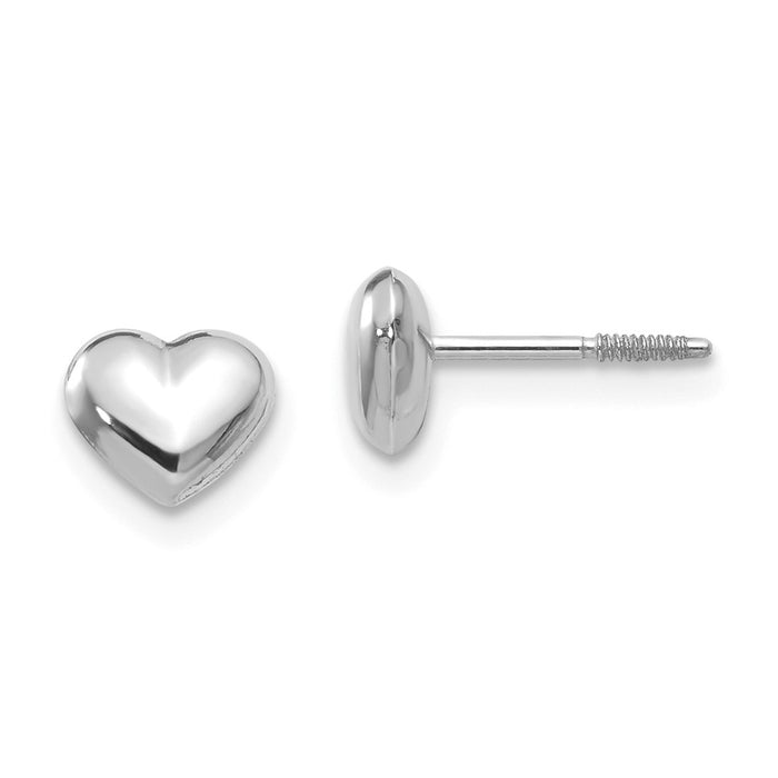 14k Yellow Gold Madi K White Gold Puff Heart Post Earrings, 6mm x 6mm