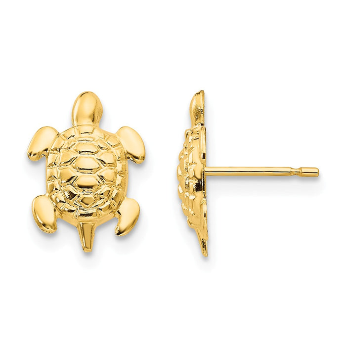 14k Yellow Gold Madi K Turtle Post Earrings, 11mm x 8mm