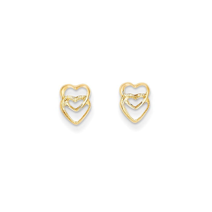 14k Yellow Gold Madi K Hearts Post Earrings, 8mm x 6mm