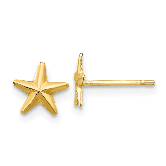 14k Yellow Gold Madi K Star Post Earrings, 8mm x 6mm