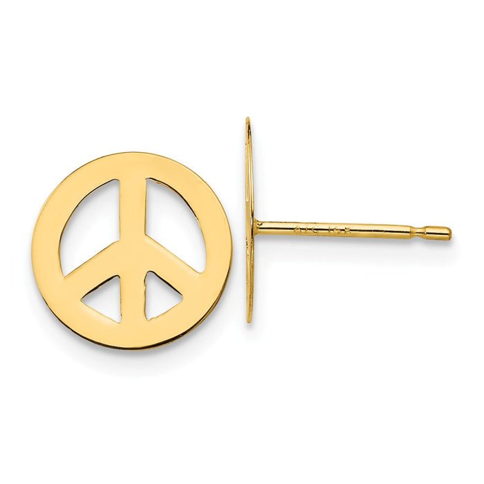 14k Yellow Gold Madi K Peace Sign Post Earrings, 10mm x 10mm