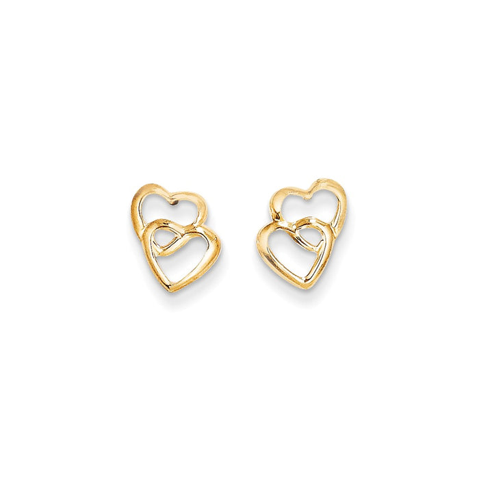 14k Yellow Gold Madi K Hearts Post Earrings, 10mm x 8mm