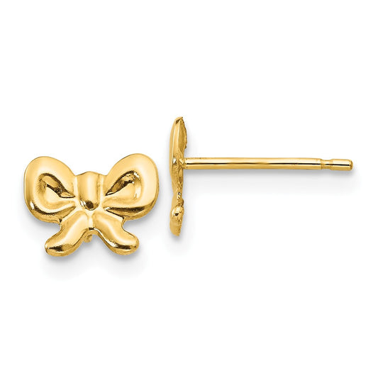 14k Yellow Gold Madi K Bow Post Earrings, 8mm x 6mm