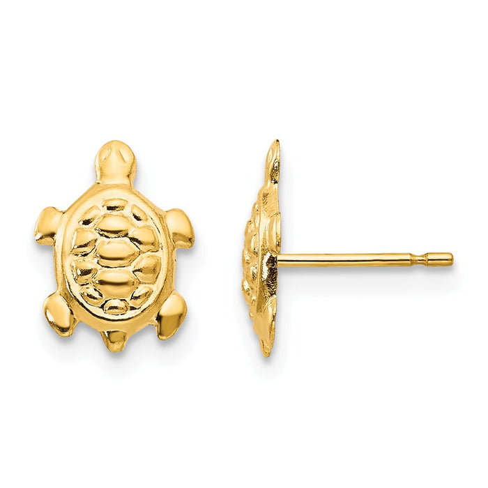 14k Yellow Gold Madi K Turtle Post Earrings, 12mm x 8mm