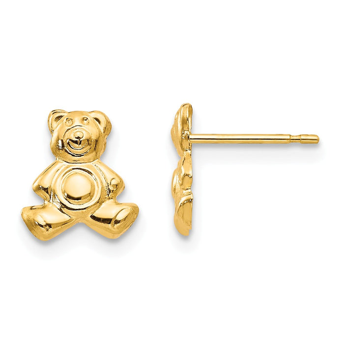 14k Yellow Gold Madi K Teddy Bear Post Earrings, 10mm x 8mm