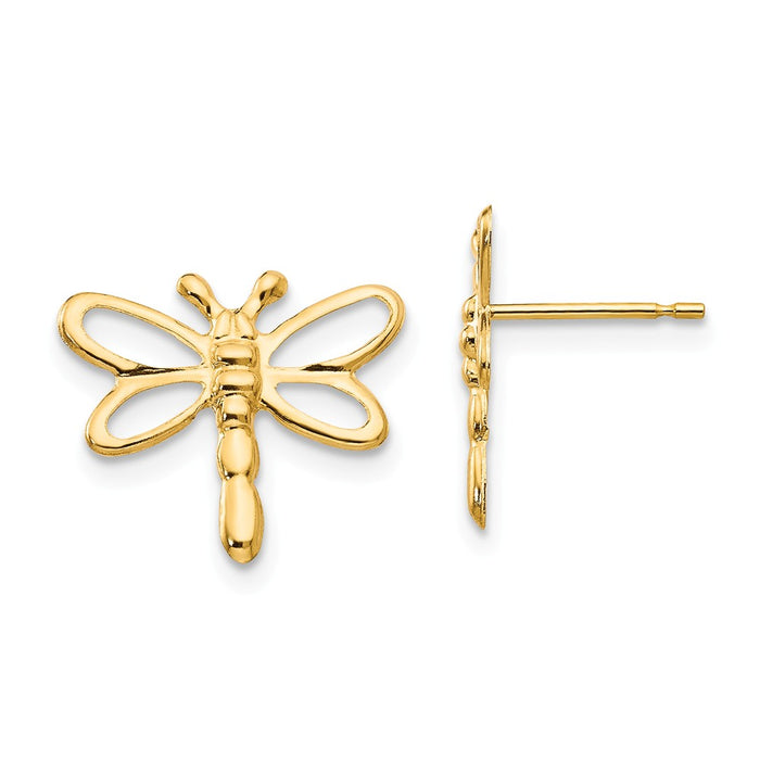 14k Yellow Gold Madi K Dragonfly Post Earrings, 12mm x 12mm