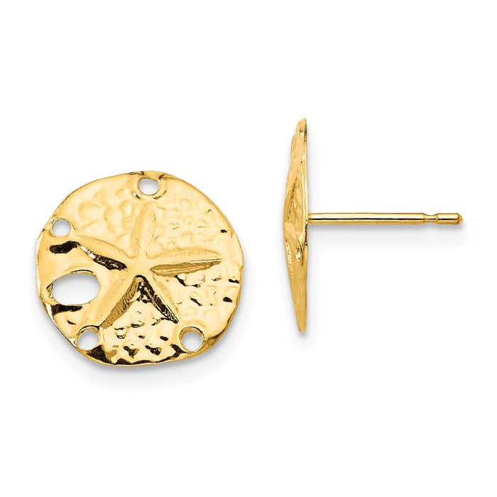 14k Yellow Gold Madi K Sand Dollar Post Earrings, 12mm x 10mm