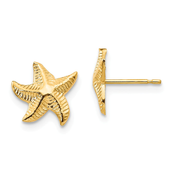 14k Yellow Gold Madi K Starfish Post Earrings, 10mm x 8mm